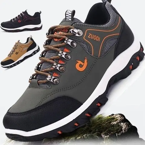 Men's Cloth Round Toe Waterproof Hiking Sneakers Shoes - Breathable, Lightweight Outdoor Footwear with Rubber Non-Slip Wet-Floor Grip, Outdoor Trekking Footwear for Camping (Sizes 6-13)