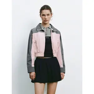 URBAN REVIVO Women's Fitted Polyester Full-Sleeve Zip-Up Coat - 2026 Casual Thin Fabric Outerwear, Standard Size Tops, Coats