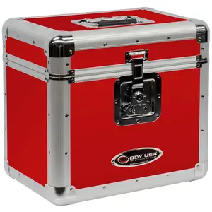 Odyssey KLP2RED Krom Series Red Stackable Record / Utility Case - Holds 12" Vinyl Records & LPs