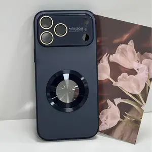 Luxury Matte Titanium Metallic Case for iPhone 17/16/15/14/13/12 Pro Max/Plus with MagSafe Glass Camera Lens Protector Anti-Slip Shockproof Phone Cover