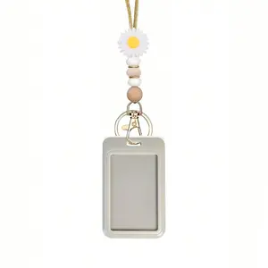 This Daisy Bohemian-Style Detachable Silicone Bead Lanyard, Removable Cardholder, Id Name Tag Scroll Lanyard Suitable For Keychains. With Easy-Pull Buckle Design, Perfect For Offices, Hospitals, Laboratories, And Other Similar Settings