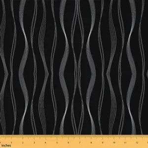 Black White Fabric By The Yard,1 Yard,Geometric Abstract Waterproof Fabric,Stripes Upholstery Fabric for Chairs,Wave Lines Reupholstery Fabric