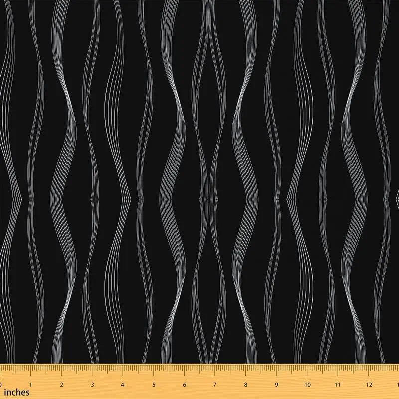 Feelyou Medium Weight Polyester Waterproof Fabric by the Yard, 1yd (36x58in) - 3D Printed Modern Stripes Wave Lines Upholstery Fabric for Chairs, Indoor/Outdoor Fashionable Geometric Pattern