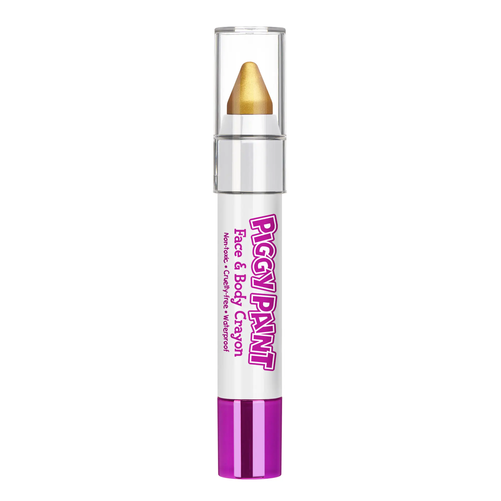 Piggy Paint Metallic Gold Face & Body Crayon, Non-Toxic Waterproof Sweat-Proof Kids Makeup for Creative Fun, Ready-to-Use Mess-Free, Cosmetic