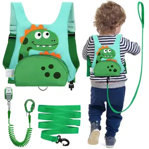 3 in 1 Toddler Harness Leash 8.2ft Anti Lost Wrist Link Cute Dinosaur Kids Safety Harness Tether Key Lock Child Protective Leashes for Outdoor Walking Activity Keep Kids Close