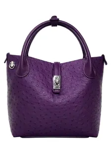 Ostrich Pattern Silver Color Buckle New Handbag Shoulder Bag, Fashion Commuter Large Capacity Crossbody Basket Bag Leather Textured Handbag for Women