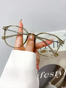 New Fashion Retro Tr Oval Glasses, High-Quality Frame Decorations, Simple Versatile Daily Casual Wear, Unisex Eyewear for Men & Women, Trendy Casual Frames
