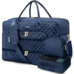 Large Women Travel Duffle Bag, Weekender Bags for Women with Shoe Compartment, Carry on Overnight Bag with Toiletry Bag, Gym Duffel Bag with Wet Pocket,  Bags for Labor and Delivery 3 count Set
