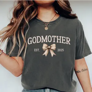 Coquette Godmother Shirt for Mother’s Day Gift, Custom Godmother Gifts, Godmother Proposal, Baptism Gift, Auntie Shirt, Godparent Proposal