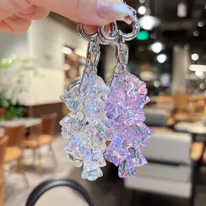 Lily of the Valley Pendant Keychain for Women, Korean Fashion Colorful Crystal Flower Key Chain, Creative Bag Charm Decoration for Handbag Purse