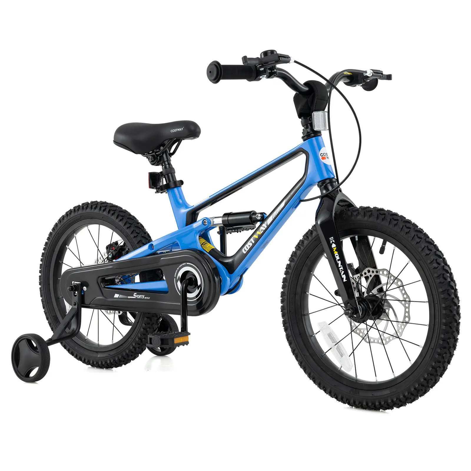 COSTWAY - 16 Inch Kids Bike Adjustable with Shock Absorber and Bell for Aged 4 to 7-16 inches
