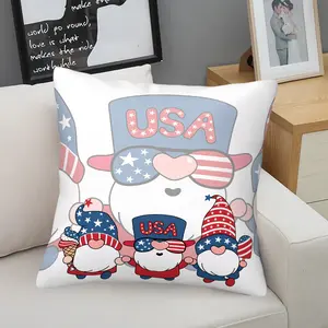 Patriotic USA Gnomes Throw Pillow, Cute 4th of July Cushion, Red White Blue Decorative Accent Pillow (Includes Pillow Core), American Gnome Print for Kids, Patriotic Fans & Independence Day Decor