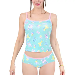 LittleForBig Women Silky Nightwear Strap Sleepwear Cami Top Lingerie Loungewear Babydoll Cozy Camisole & Brief Pajama Set - Baby Parade