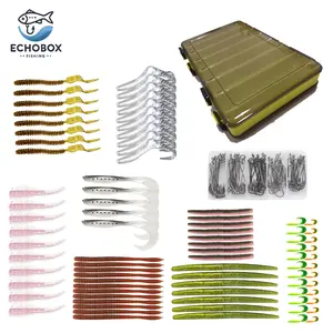 EchoBox 185 Pc Valentines Day Worm Fishing Lure Kit Gift Set | Perfect for Beginners and Experts | Includes 84 worm lures of varying sizes styles and colors, 100 Pc Hook Set, and Double Sided V-trough Tackle Box! Colors may vary!