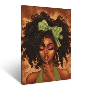 Black Woman Wall Art African American Wall Decor Black Girl Poster Print African Art Painting Picture for Living Room Bedroom Ready to Hang