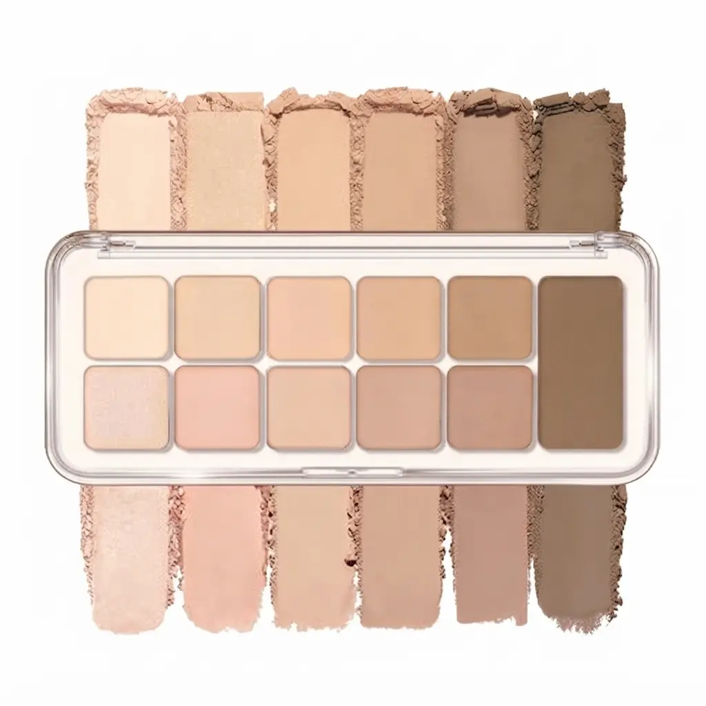 Eye Palette Air, 12-Color Eye Shadow Palette, Matte Shimmer Mix, Air-Fit Blendable Pigmented Buildable Color, Low Fallout, Warm Brown Nude Neutral Tone, Daily Korean Makeup (08 LATTE SENIOR)