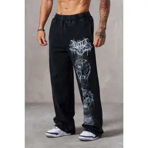 Men's Young Dynasty Black Sweatpants, Streetwear Style, Hip Hop Sweatpants, Trendy Outdoor Wear Daily Wear For Men, Designer Clothing, Gift for him for her, Birthday's gift