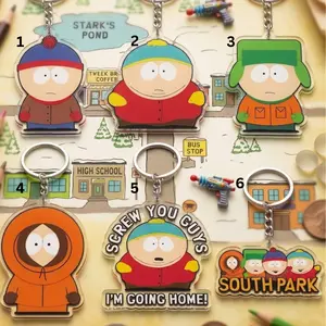 South Park Acrylic Keychain,Cartman Kenny Kyle Stan Character Keyring, Funny Cartoon TV Show Bag Charm, Cute Comedy Pendant Gift for Fans