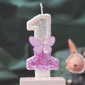 Butterfly Birthday Candle, Digital Cake Decoration, Party Candle for Birthdays and Christmas, 1pcs Cake Ornament