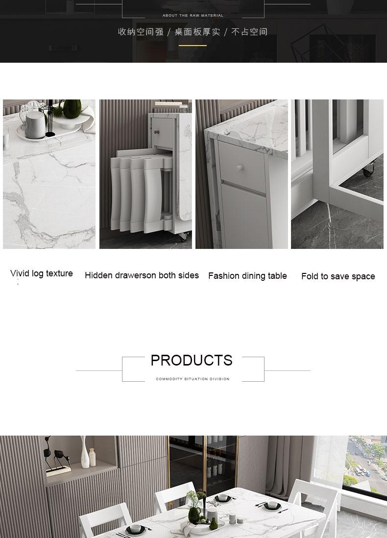 Multifunctional White Rectangle Folding Dining Table Set with Integrated Storage & 4 Chairs