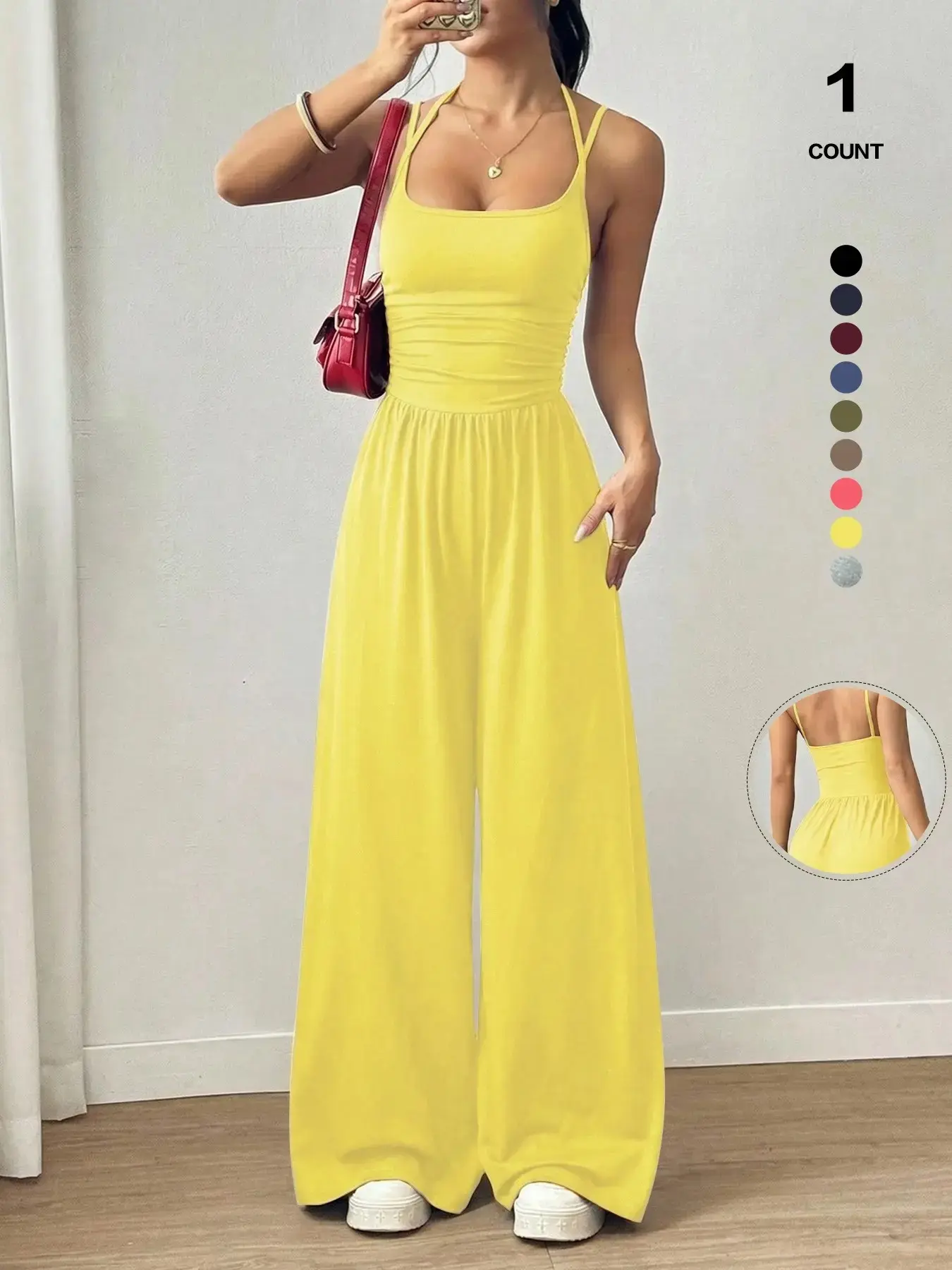 Women's Strapless Casual Fitted Wrap Chest Jumpsuit Pajamas, Versatile Womenswear Home Wear, Comfortable and Stylish Loungewear for Everyday Use