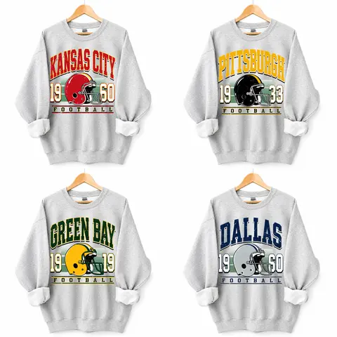 Vintage 90s All Teams Football Ash Grey Sweatshirt, Retro 90s Game Day Crewneck for Men & Women, Soft Cotton Hometown Football Shirt, Sport Graphic Menswear