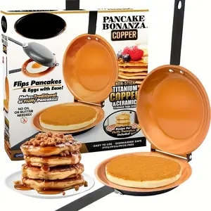 Foldable Double Sided Flip Pancake Pan, Non-Stick Breakfast Cookware for Fluffy Pancakes, Fried Eggs & Omelets