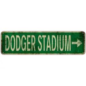 Vintage Tin Sign Dodger Stadium Sign Street Sign Retro Metal Sign for Home Bar Coffee Garden Indoor Ourdoor Decor 4"×16"