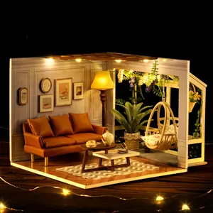 Cuteroom Mini Model House Set  DIY 3D Puzzle, Wooden House Kit Adults, Includes Furniture, Perfect Gift for Teens & Adults, Ages 14+, Holiday Celebration