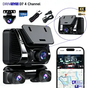 4K 4-Channel Dash Cam with 360° View | DRIVEYE Voice Control, 5GHz WiFi, GPS, Night Vision, 24H Parking Mode, G-Sensor | Includes 128GB SD Card