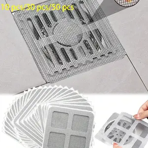 50/30/10 Pcs Disposable Shower Drain Cover Hair Catcher, Self-Adhesive Mesh Sticker, Bathroom, Kitchen, Bathtub, Sink, Pet Hair Collector