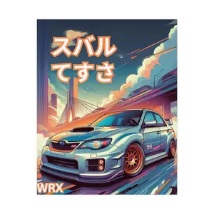 Jdm car poster | Blue/Orange themed Subaru WRX abstract background 8x10in