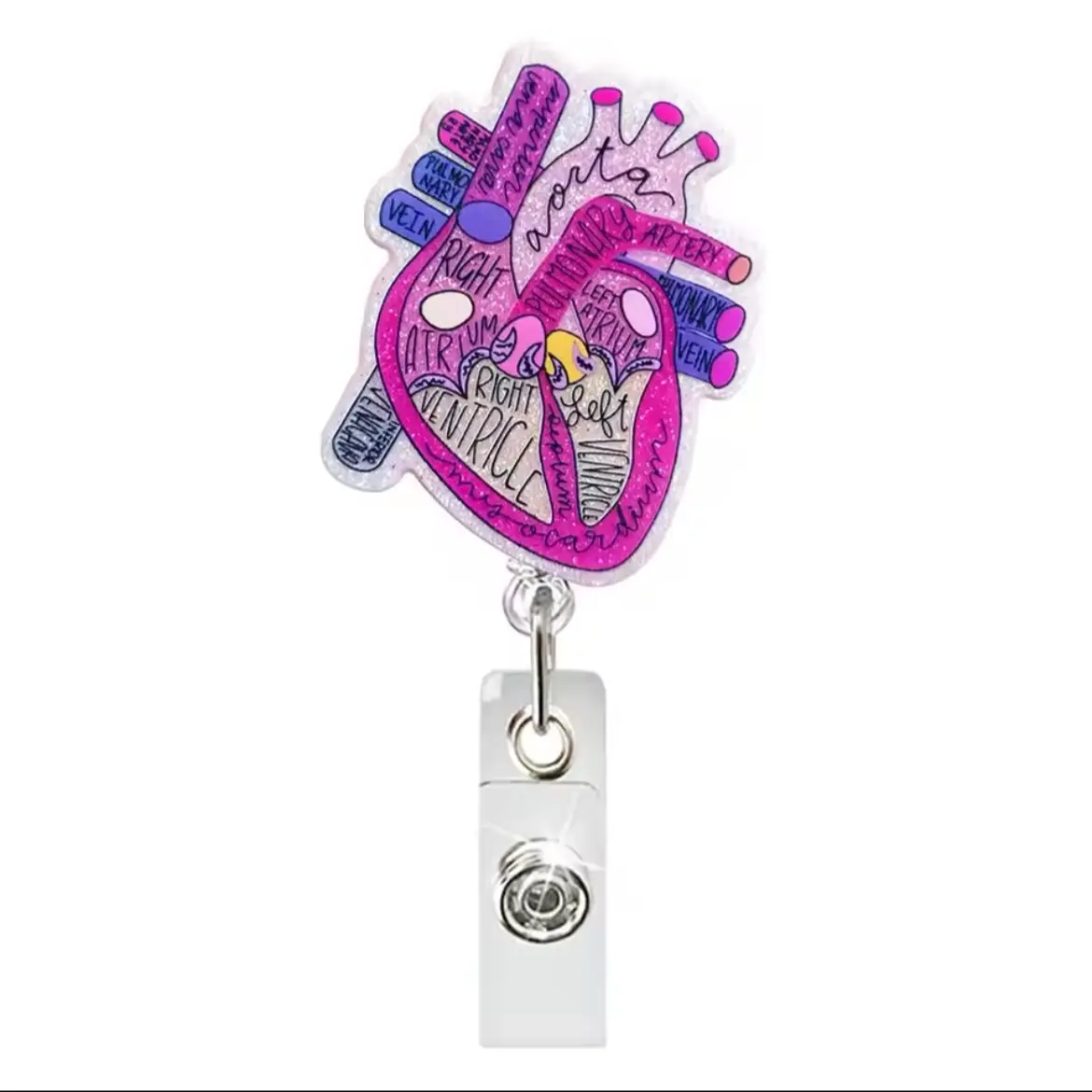 Pink Cardiac Name Badge for Office Professionals - Model: P-CB001