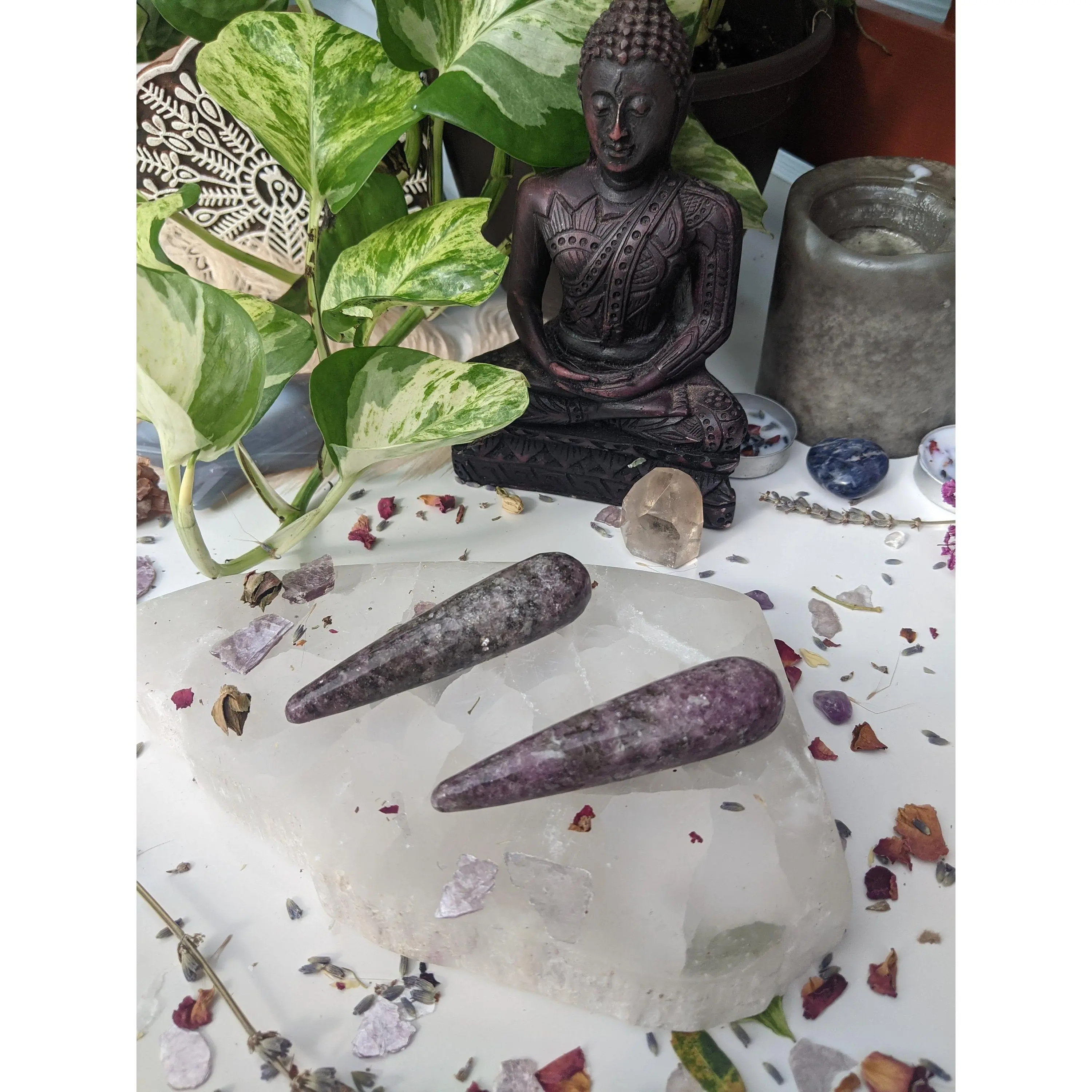 Lepidolite Massage Body Wand Polished Palm Stone Rock Healing Crystal Mineral Specimen Natural Smooth Point Scepter Tool Tranquility