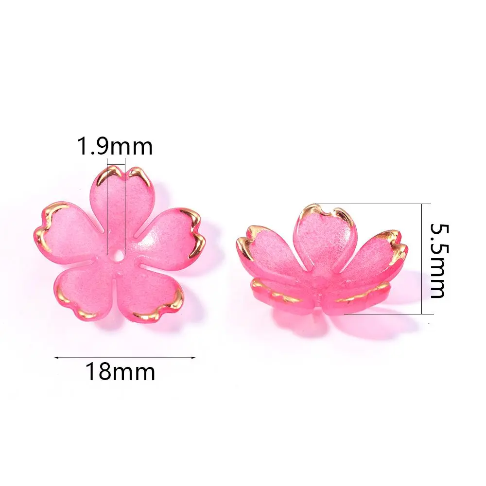 50pcs Colorful Gradient Cherry Blossoms Acrylic Beads Flower Beads Caps Diy Earrings Bracelet Hairpin Jewelry Making Accessories