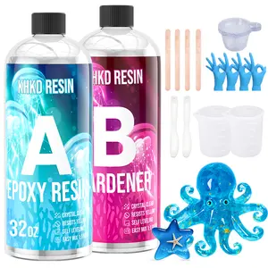 Epoxy Resin Kit, Ultra Crystal Clear & High Gloss Resin for Beginners, Easy 1:1 Mix, Odorless and Food Grade Epoxy, UV & Yellow Resistant, Best Clear Resin for DIY, Resinarts, and Gift Crafts - KHKD Resin