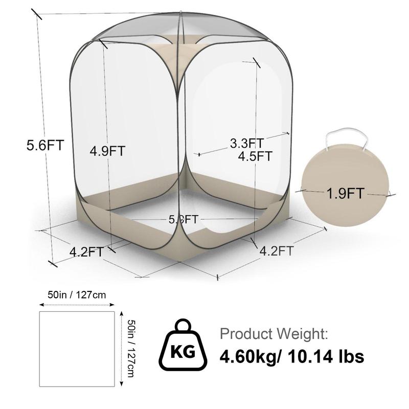 VEVOR Pop up Sports Tent,  , 50x50 in Clear Bubble Tent for 1 Person, Waterproof Outdoor Pod with Floor Mat & Top Cover, Garden Igloo Dome Tents Camping Shelter for Events Fishing Cheering