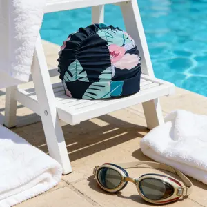 Unisex Swimming Cap, Swim Bonnet for Long Hair Women and Girls, Elastic Fabric, Korean Fashion, Comfortable, Breathable, Quick-Dry, Ear Protection