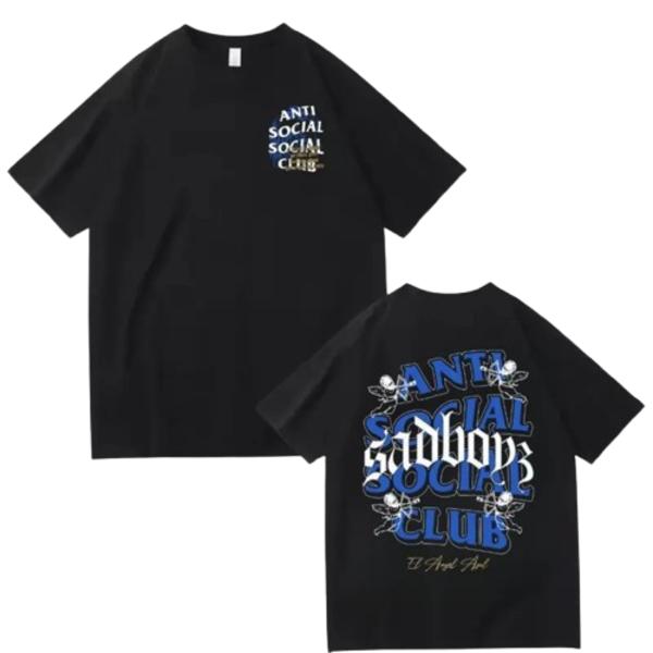 Sad Boyz Junior H x Anti Social Club T-Shirt, Trendy Music Streetwear Shirt, Unisex Cotton T-Shirt for Fans, Gift for Him or Her,tee，t-shirt