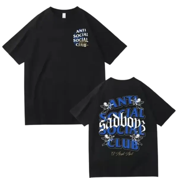 Sad Boyz Junior H x Anti Social Club T-Shirt, Trendy Music Streetwear Shirt, Unisex Cotton T-Shirt for Fans, Gift for Him or Her,tee，t-shirt