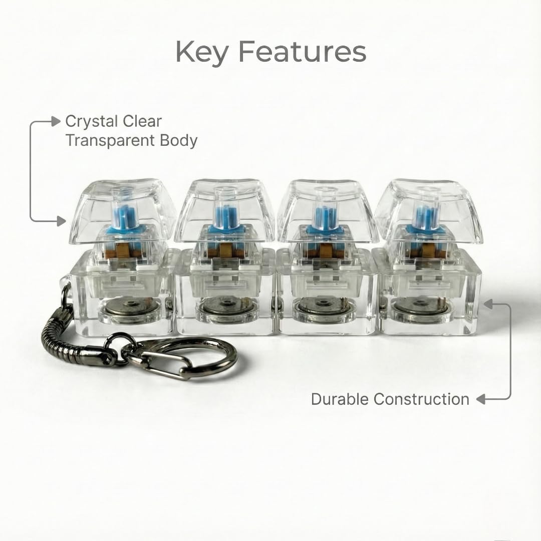 4-Key LED Mechanical Switch Fidget Keychain, Clicker Stress Relief Toy, Perfect Gift For Programmers Gamers Office Workers