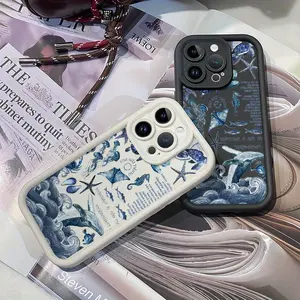 Phone case: Sky Eye. Whale, Starfish & Shell Pattern Phone Case - Compatible with iPhone 17/16/15/14/13/12/11/XS/XR/X/7/8 Plus/Pro/Max/; Creative Fashion Minimalist Design  Full-Body Shockproof Protective Cover for Men and Women as a Gift to Friends