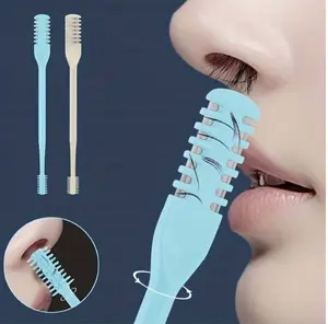 2pcs Double-Sided Knife Nose Hair Trimmer With Storage Box, Portable Manual Nose Hair Removal Razor Kit For Men & Women, Washable 360-Degree Rotating