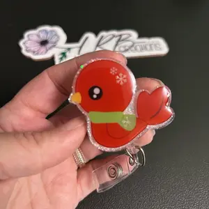 Christmas Cardinal Badge ~ Retractable ID Badge Holder ~Christmas Badge Reel~Magnetic Badge~Push Pin~Tie Tack~Brooch~Bag Charm~Phone Grip