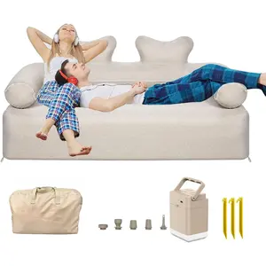 Inflatable Sofa with Built-in Air Pump Rechargeable,Inflatable Couch Support 880 lbs,Blow Up Couch for Camping Home,Travel,Picnic,Beach