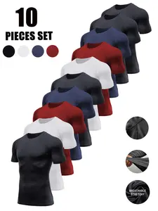 Men’s 10-Pack Sports T-Shirts, Quick-Dry, Breathable, Moisture-Wicking, Short Sleeve, Ideal for Gym, Running & Fitness, Perfect for Everyday Wear & Gift