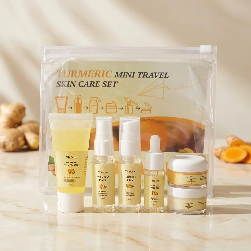 Vimicoo Turmeric Mini Travel Skin Care Set  Travel   Glowing Skin Kit booster shot skin renewal duo