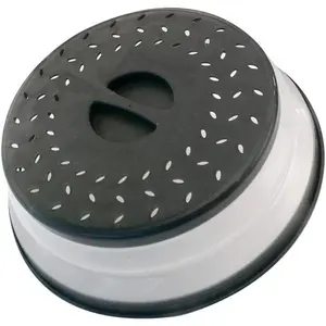 Collapsible Handheld Microwave Splatter Cover, 10.5 In, Dishwasher-Safe, BPA-Free Silicone & Plastic, With Steam Vent, Kitchen Utensil (Black, Beige, Grey)