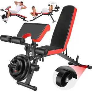 Adjustable Weight Bench with Leg Extension and Leg Curl, Workout Bench Press Preacher Curl Bench with Wheels, 800 LBS Flat/Incline/Decline Sit-Up Bench Gym Bench for Home Workout