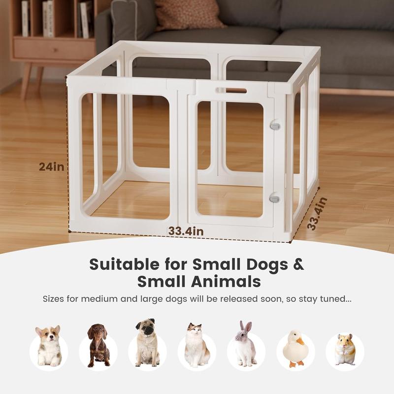 Gardner Pet Clear Acrylic Dog Playpen Planes Transparent Indoor Fence Sturdy Pet Pen for Puppy Small Dog Rabbit Pig Easy Assemble Cleaning Plastic Whelping Box Enclosure